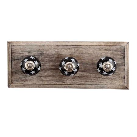 White Star Ceramic Wooden Hooks